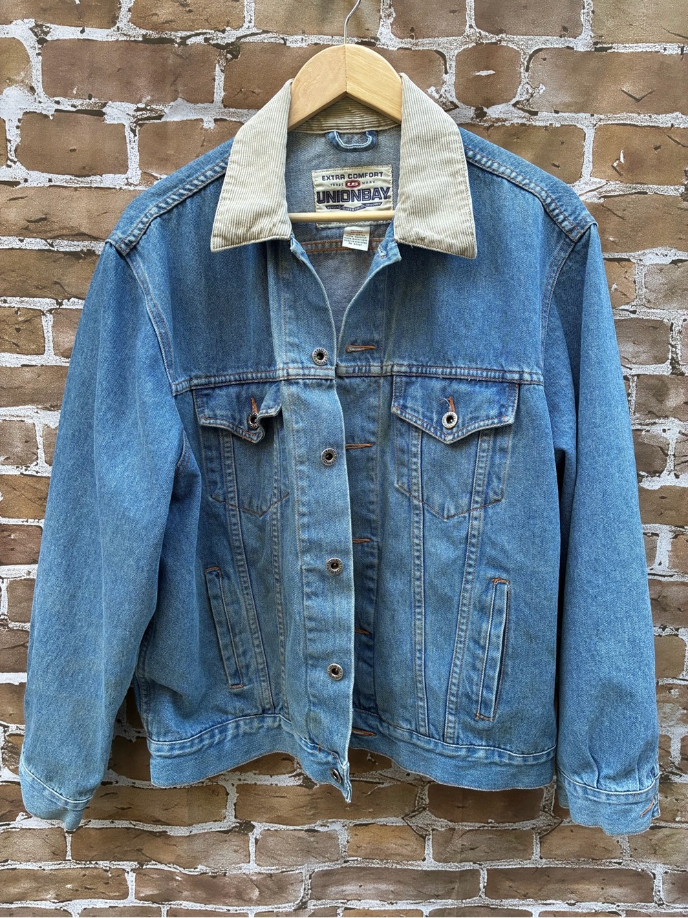 Vintage Y2K Union Bay Men’s M Denim Corduroy Collar Barn Chore Work Coat Jacket